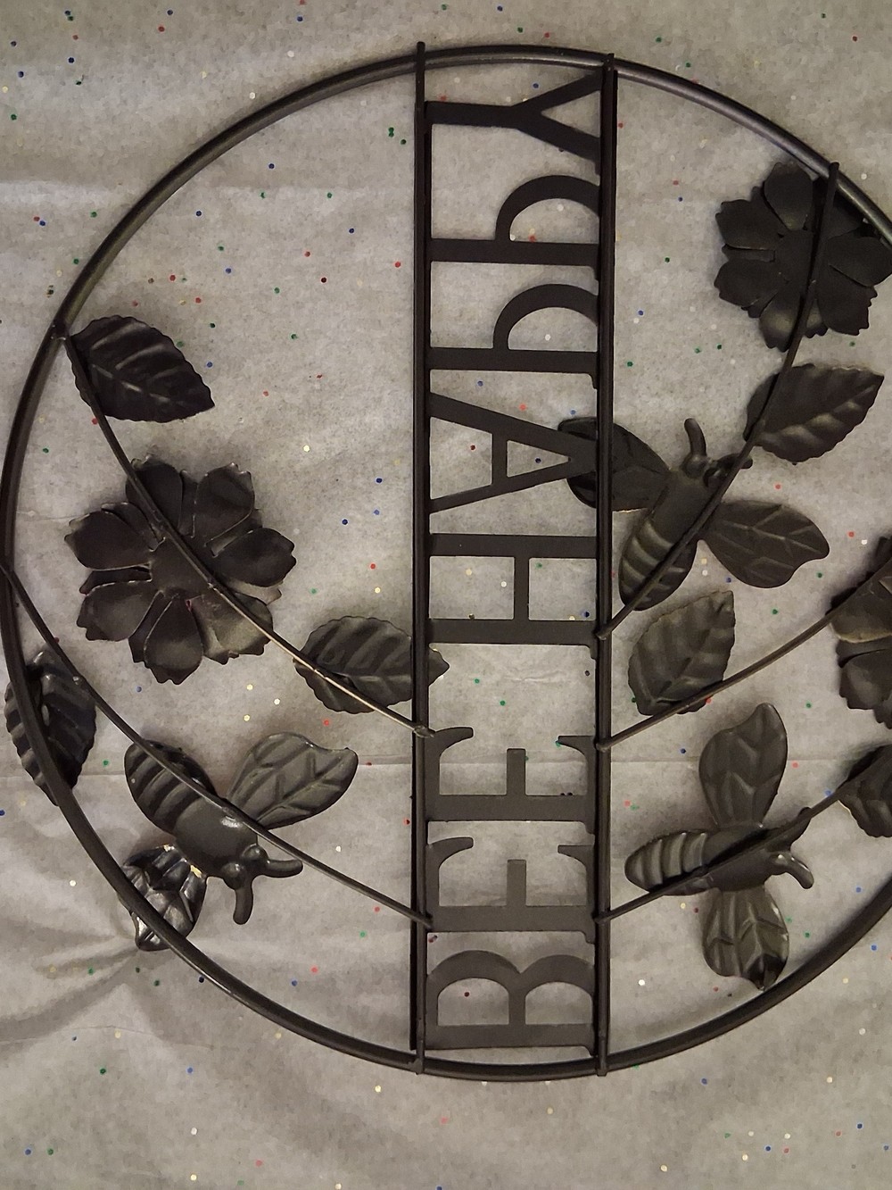 Bee Happy Metal Floral Hanging Decor - Multicolor - Picture 2 of 4